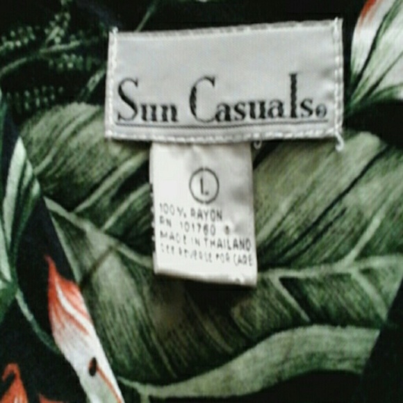 Sun Casuals Black Tropical Print Hawaiian Shirt L - Picture 2 of 6